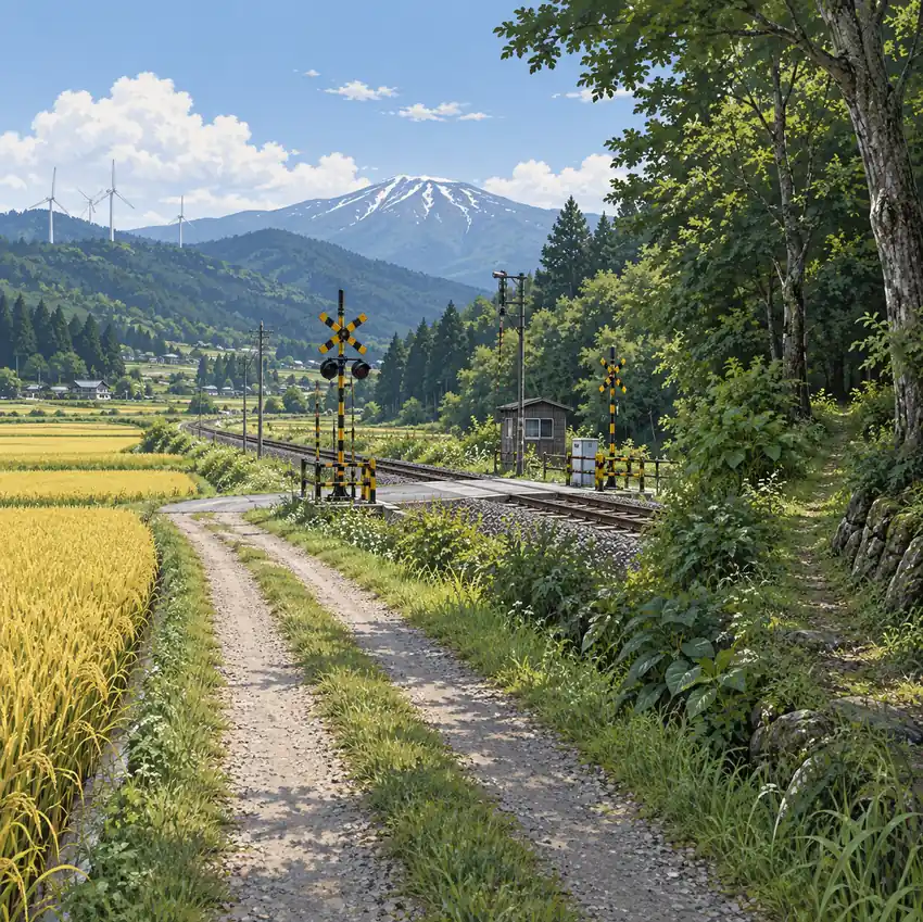 Editorial concept comparing an open wind-farm approach with a wooded rural road as two clue types to verify