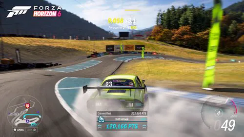 Official Forza Horizon 6 Drift Attack gameplay on a road at Shimanoyama Circuit